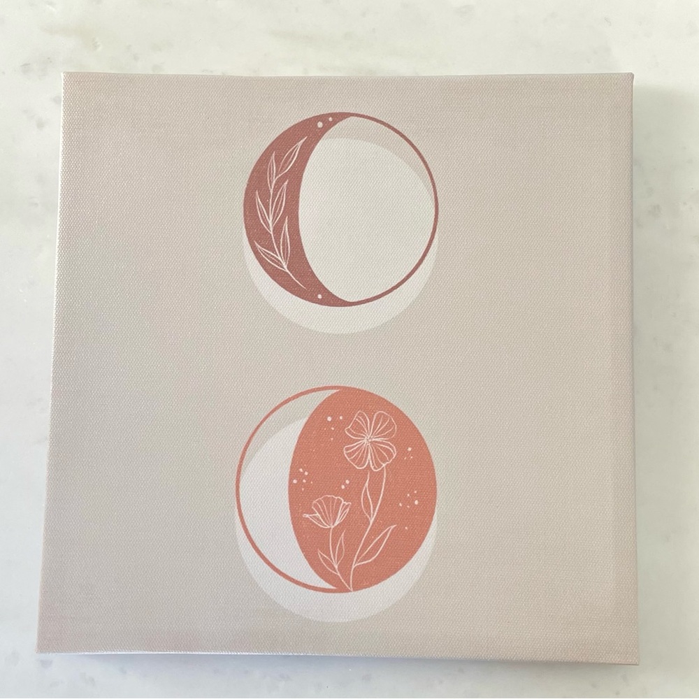 Floral Moon Phase Canvas Wall Decor